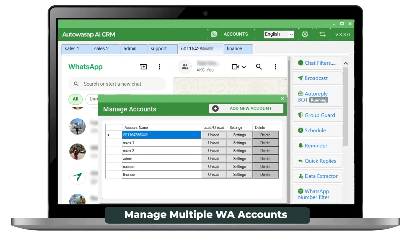 Autowasap AI CRM Multi-Whatsapp Account : Multi Accounts