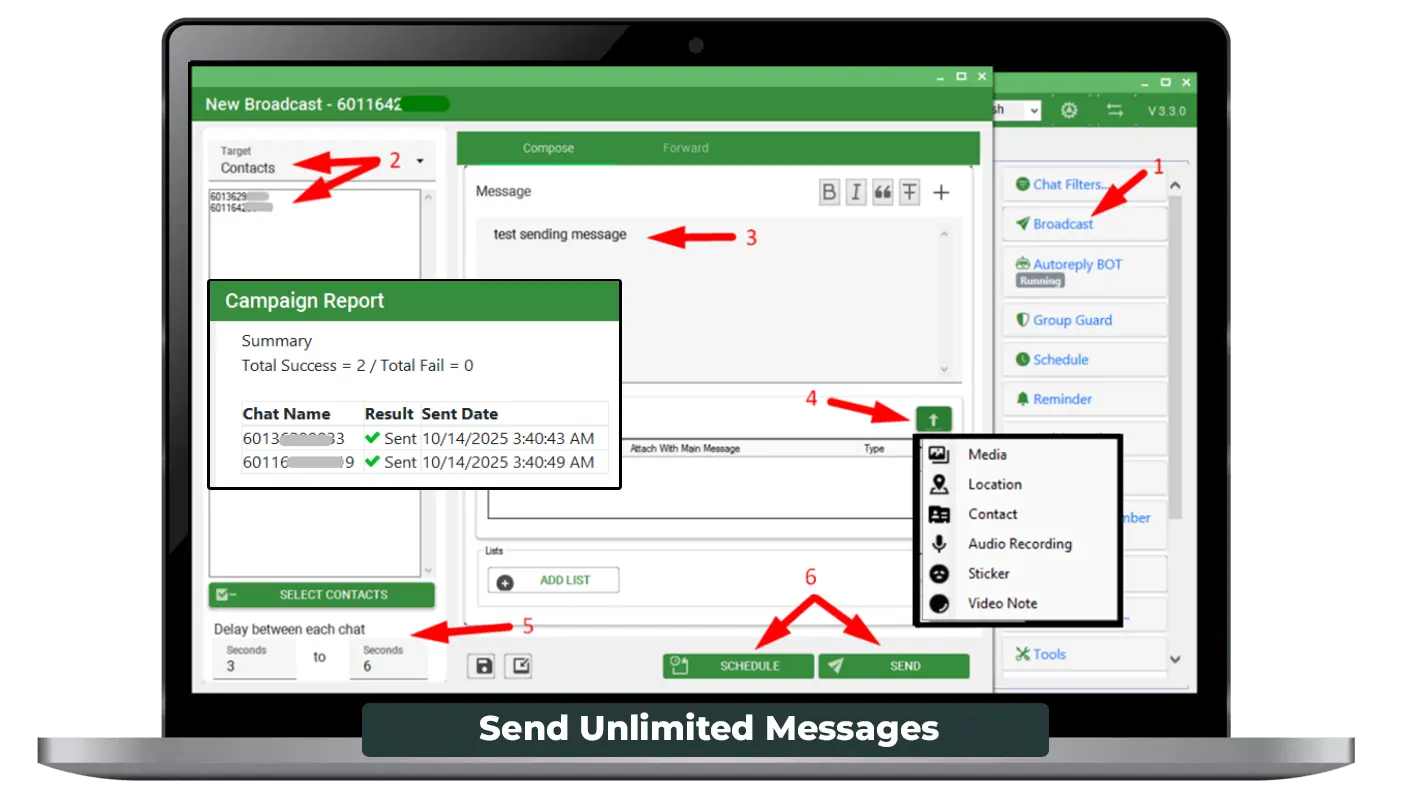 Autowasap AI CRM Multi-Whatsapp Account : Send Broadcast Messages
